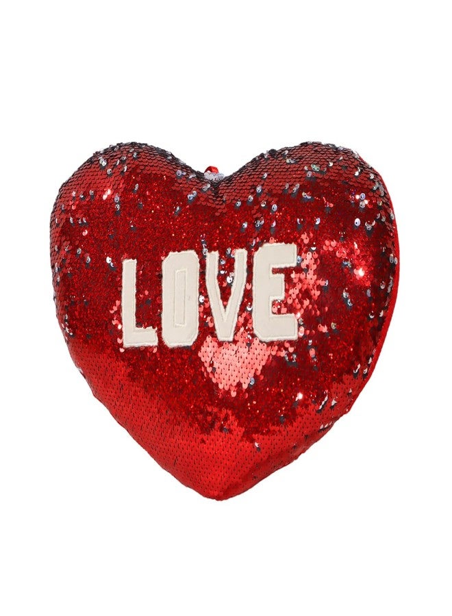 MABLE وسادة مابل على شكل قلب قابلة للعكس مزينة بالترتر (55 سم)، محشوة بحب، وسائد قطيفة ناعمة للبنات/الأولاد، هدية عيد الحب للصديقة/الصديق/الزوج والزوجة - Image 1